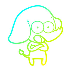 cold gradient line drawing cute cartoon elephant