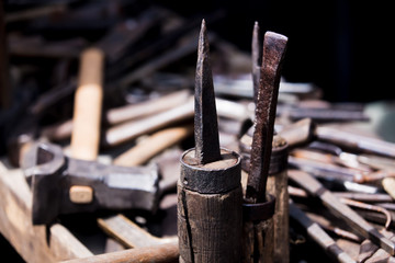 tools for working with metal on the table