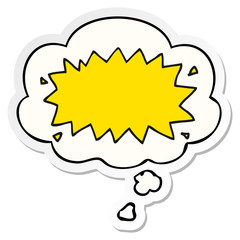 cartoon explosion symbol and thought bubble as a printed sticker