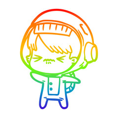 rainbow gradient line drawing angry cartoon space girl