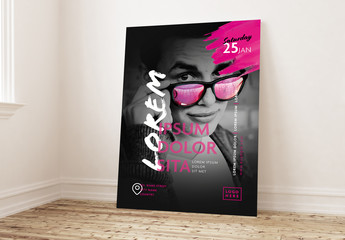Poster Layout with Pink Accents