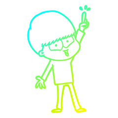 cold gradient line drawing cartoon happy boy