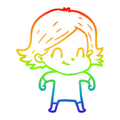rainbow gradient line drawing cartoon friendly girl