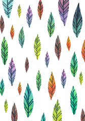 watercolor colorful leaves pattern