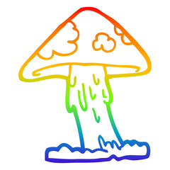 rainbow gradient line drawing cartoon mushroom