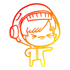 warm gradient line drawing cartoon astronaut woman