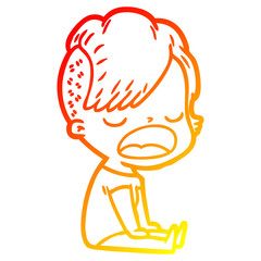 warm gradient line drawing cartoon cool hipster girl talking