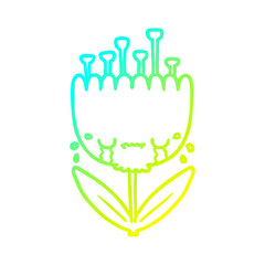 cold gradient line drawing crying cartoon flower