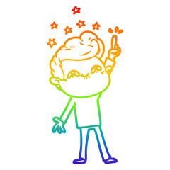rainbow gradient line drawing cartoon excited man