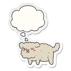 cartoon dog and thought bubble as a printed sticker