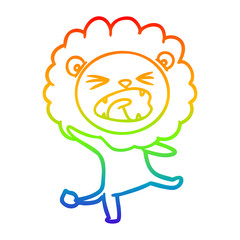 rainbow gradient line drawing cartoon lion