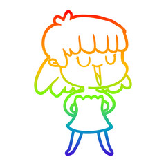 rainbow gradient line drawing cartoon woman