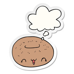 cute cartoon donut and thought bubble as a printed sticker