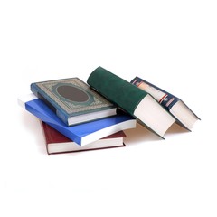 Stacks of books isolated on white background