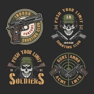 Colorful military emblems