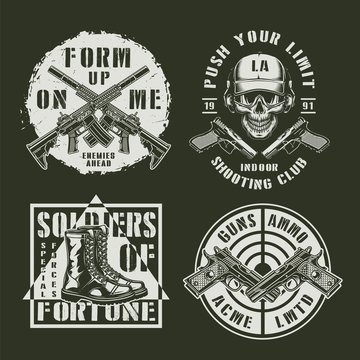 Monochrome army and military emblems