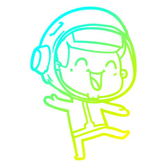 cold gradient line drawing happy cartoon astronaut