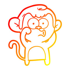 warm gradient line drawing cartoon hooting monkey