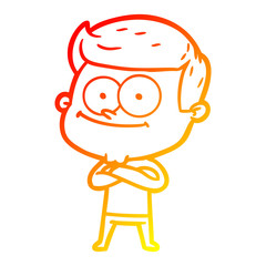 warm gradient line drawing cartoon happy man