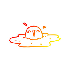 warm gradient line drawing cartoon fried egg