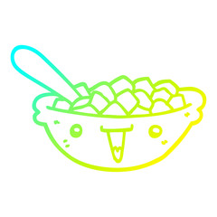 cold gradient line drawing cute cartoon bowl of cereal