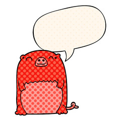 cartoon creature and speech bubble in comic book style
