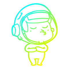 Fototapeta premium cold gradient line drawing cartoon confident astronaut