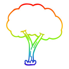 rainbow gradient line drawing cartoon blooming tree