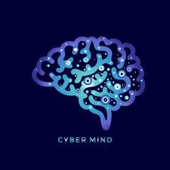 Cyber mind. Vector digital concept. Computer techologies.