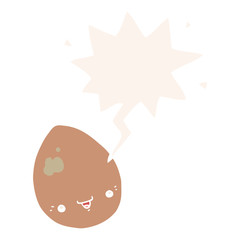 cartoon egg and speech bubble in retro style