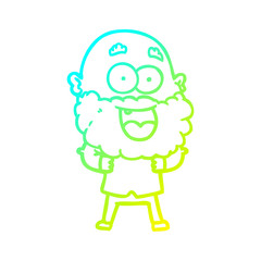 cold gradient line drawing cartoon crazy happy man with beard