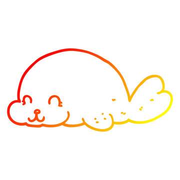 recommend clip art: warm gradient line drawing cute cartoon seal