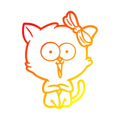 warm gradient line drawing cartoon cat