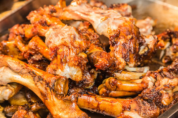 chinese food delicacy Stewed Pig's trotter bone closeup view