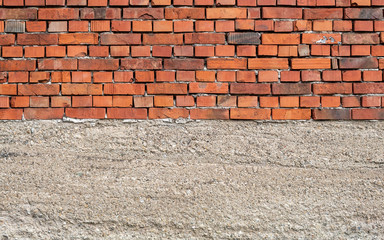 Half Concrete Half Red Bricks Wall