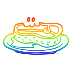 rainbow gradient line drawing cartoon rare steak