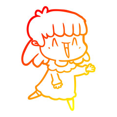 warm gradient line drawing cartoon woman