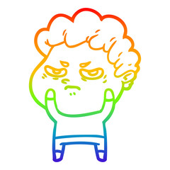rainbow gradient line drawing cartoon angry man