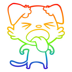 rainbow gradient line drawing cartoon disgusted dog