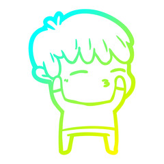 cold gradient line drawing cartoon curious boy