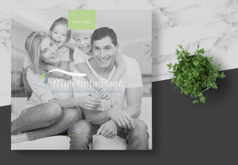 Square Photo Album with Green Accents