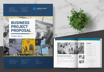 Business Project Proposal Layout with Blue Accents