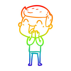 rainbow gradient line drawing cartoon man laughing