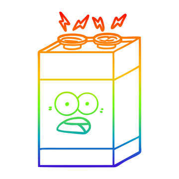 recommend clip art: rainbow gradient line drawing cartoon shocked battery