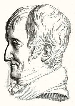 Reproduction Of Alexandre Brognaniart Profile Portrait From Medallion (1770 - 1847 French Scientist). Bas Relief Style, After D'Angers Publ. On Magasin Pittoresque Paris 1848