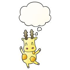 cute cartoon giraffe and thought bubble in smooth gradient style