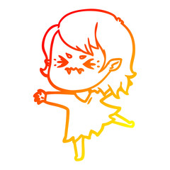 warm gradient line drawing annoyed cartoon vampire girl