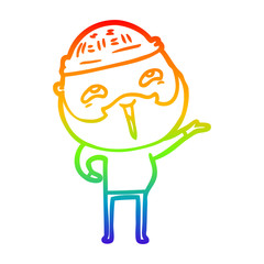rainbow gradient line drawing cartoon happy bearded man
