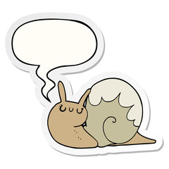 cute cartoon snail and speech bubble sticker