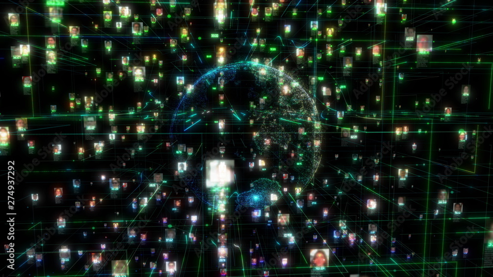 Poster social network people connection greed. big data concept, flood of people connect on the internet, 3